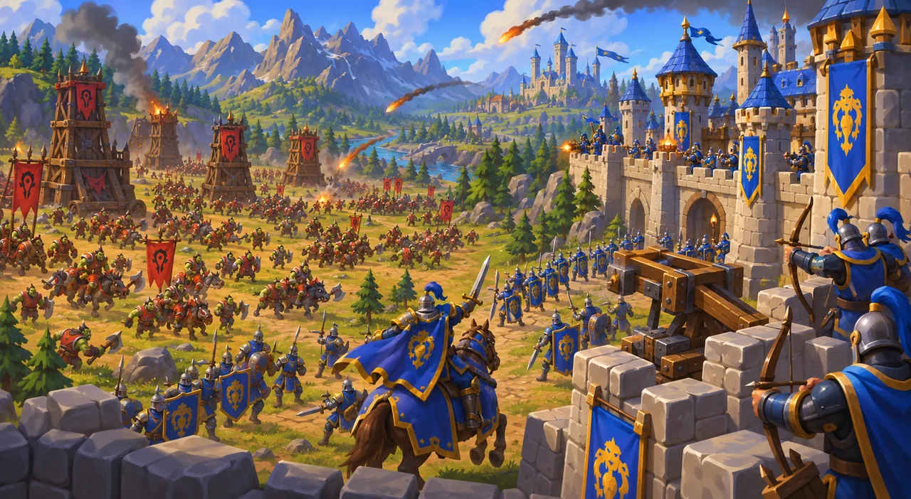 Two medieval armies meeting outside a fortified city
