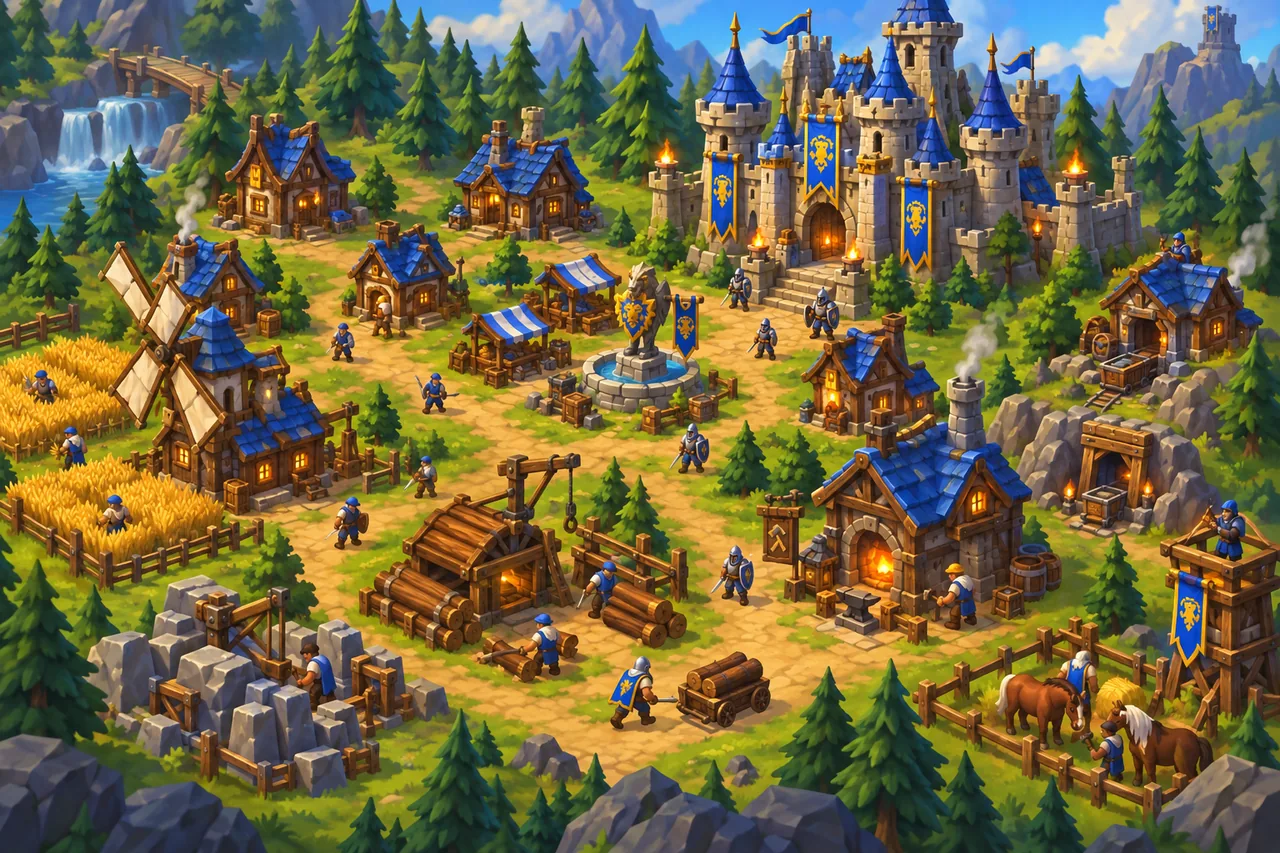 A thriving medieval settlement surrounding the KoriaVault keep