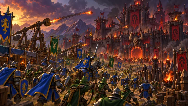 A castle siege underway